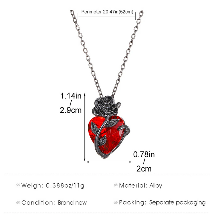 Elegant Scarlet Roseheart Pendant Necklace