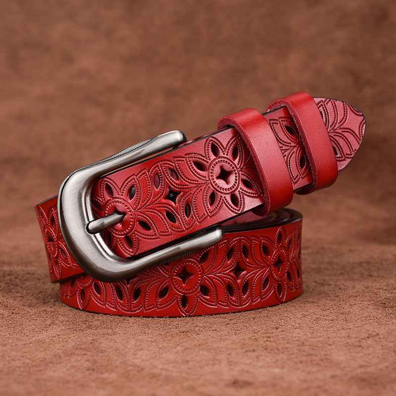 Premium Valencia Leather Belt for Men Red