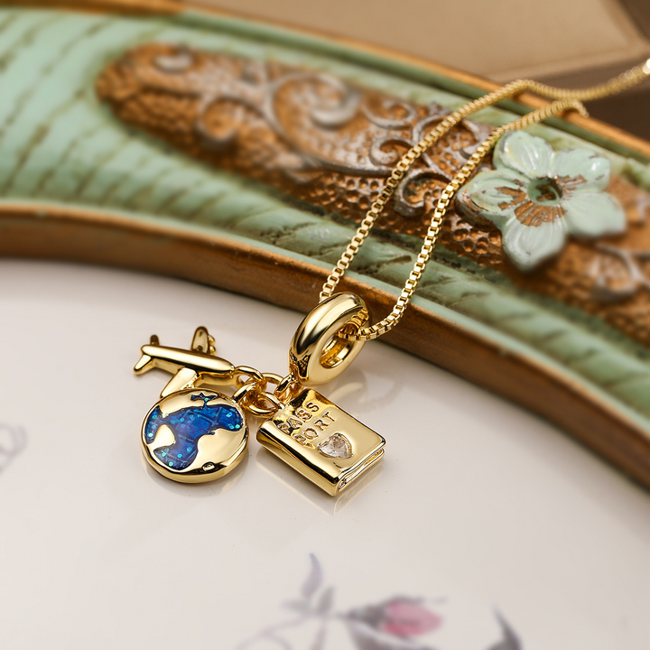 Travel-Inspired Charm Necklace Adventure Globe