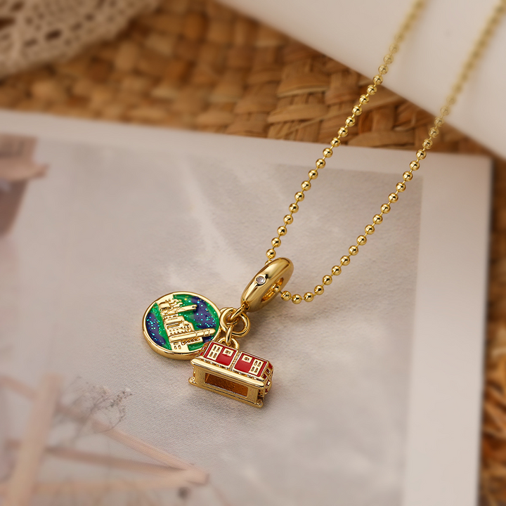 Travel-Inspired Charm Necklace City Skyline