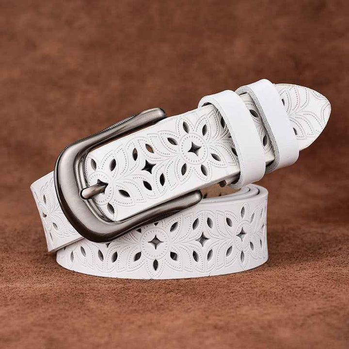 Premium Valencia Leather Belt for Men White