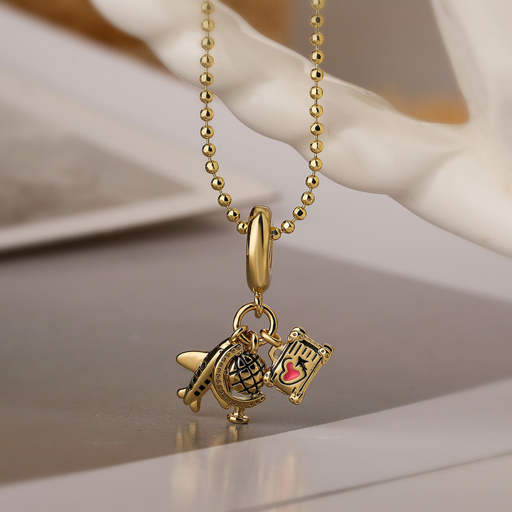 Travel-Inspired Charm Necklace Global Wanderer