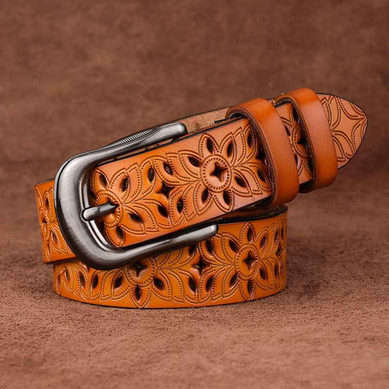 Premium Valencia Leather Belt for Men Orange