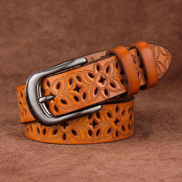 Premium Valencia Leather Belt for Men Orange