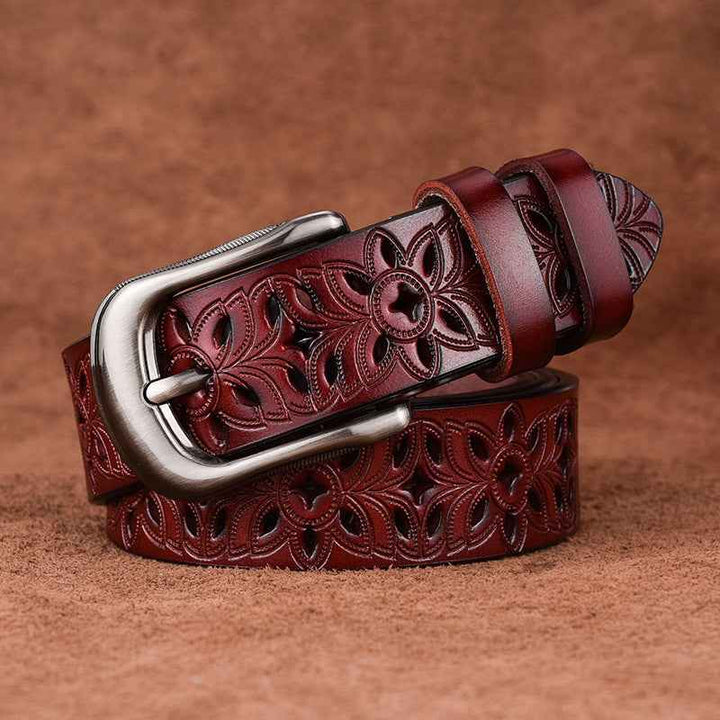 Premium Valencia Leather Belt for Men Burgundy