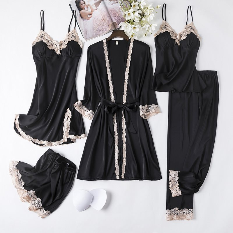 Satin Intimates Set for Elegant Comfort Classic Black