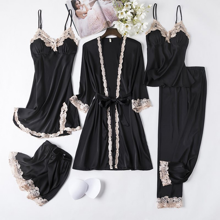Satin Intimates Set for Elegant Comfort Classic Black