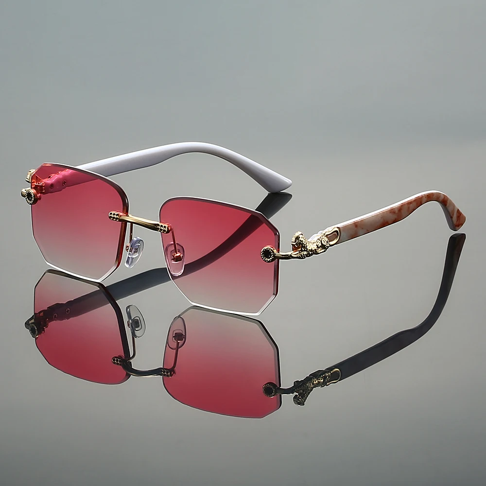 Rimless Fashion Sunglasses for Stylish Protection Pink