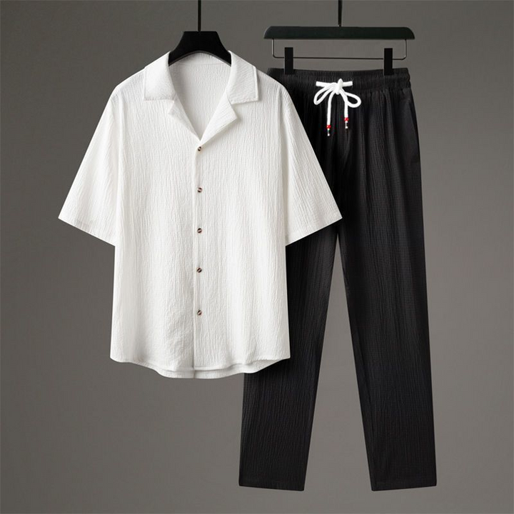 Stylish Tropez Outdoor Lounge Set White Top Black Pants
