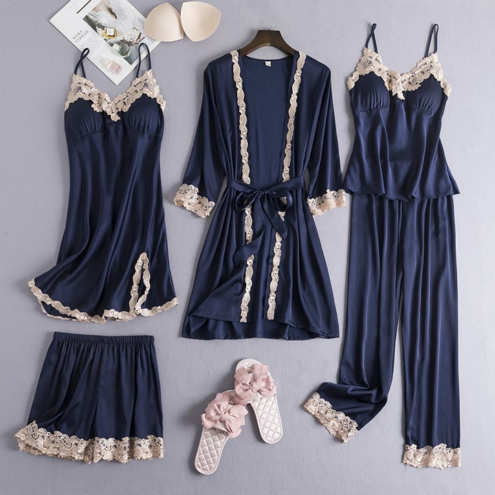 Satin Intimates Set for Elegant Comfort Midnight Blue