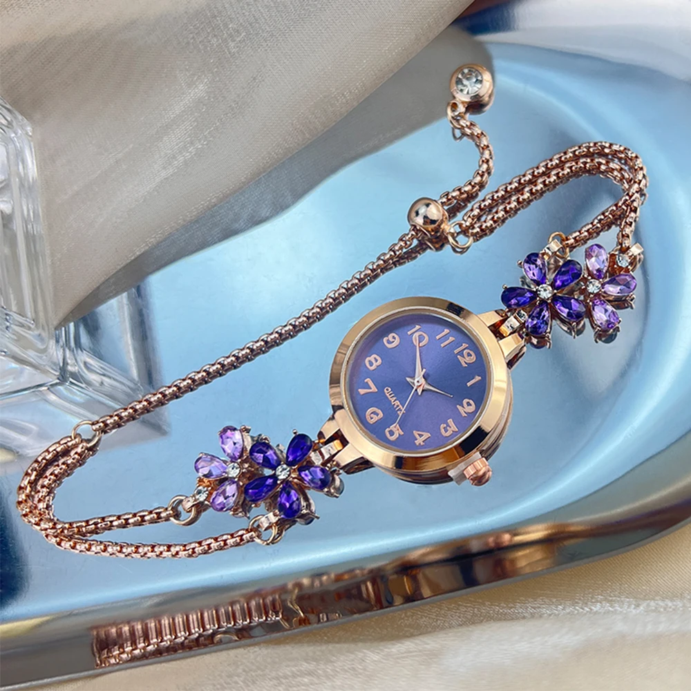 Elegant Bloom Chain Watch Amethyst