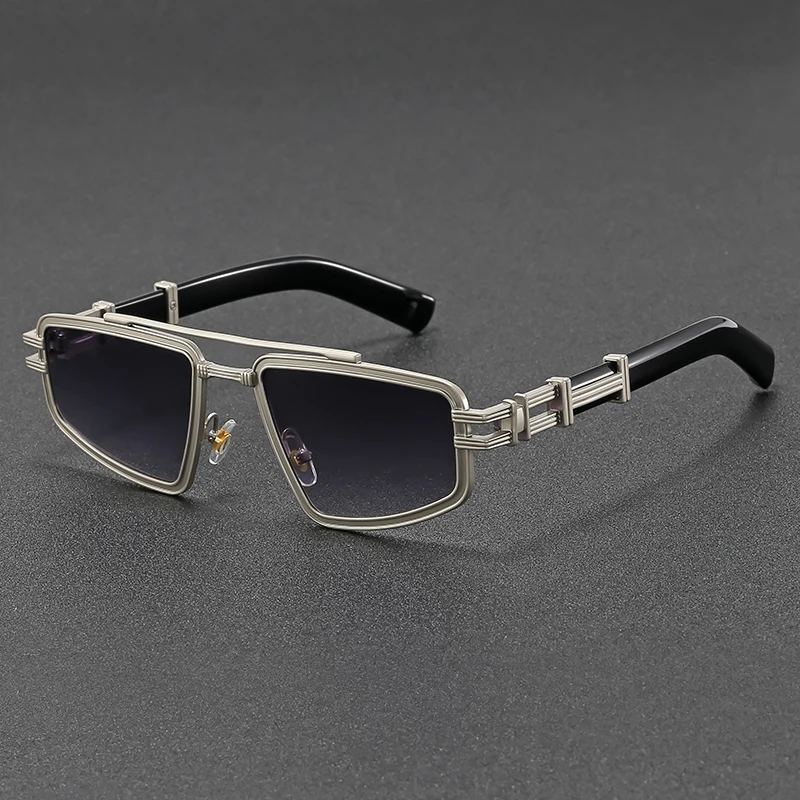 Futuristic Chrome Cyber Sunglasses Silver Black