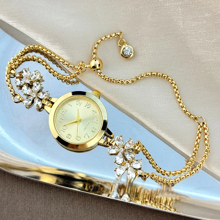 Elegant Bloom Chain Watch Gold