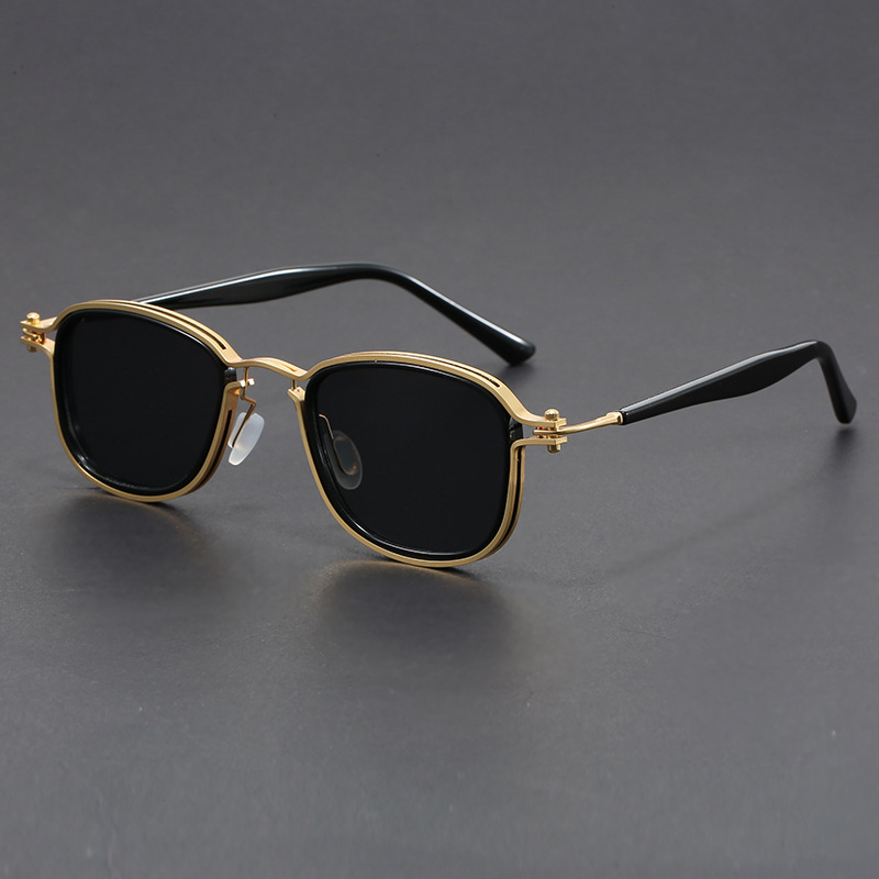 Chic Square Sunglasses for Stylish Look Gold-Black