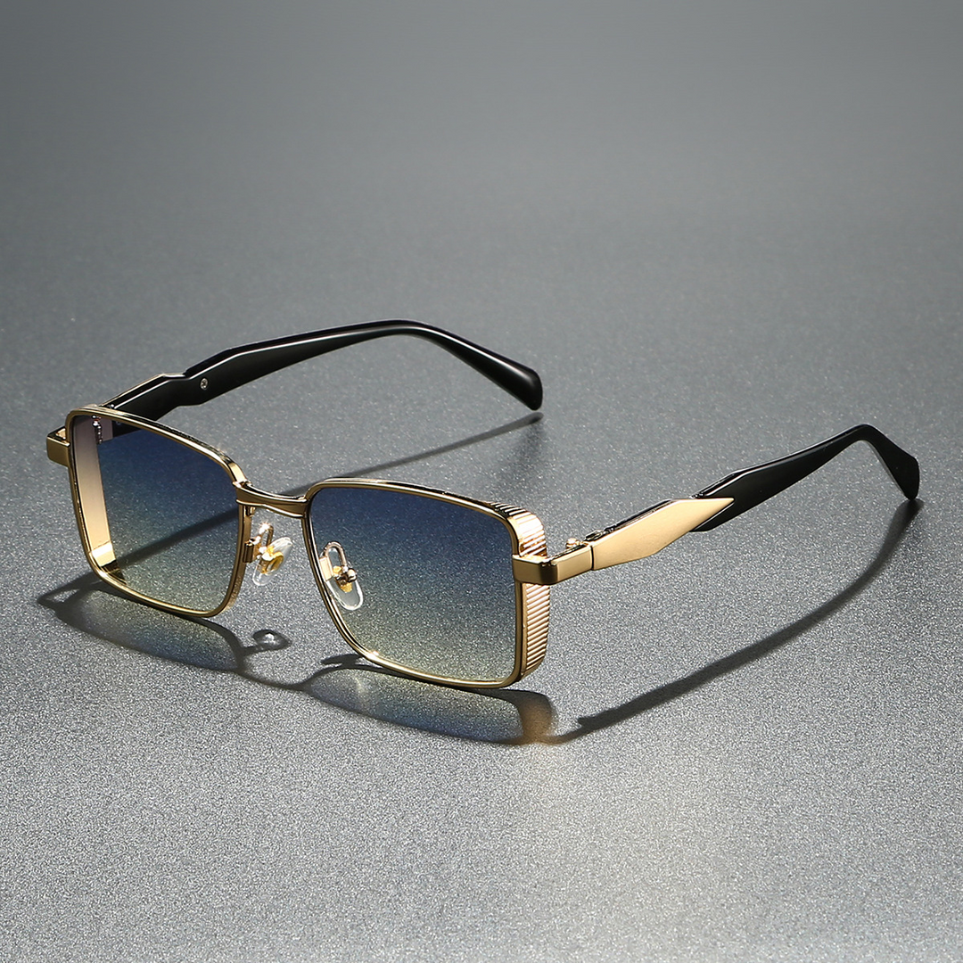 Stylish Square Sunglasses for a Chic Look Gold Frame Blue Lens