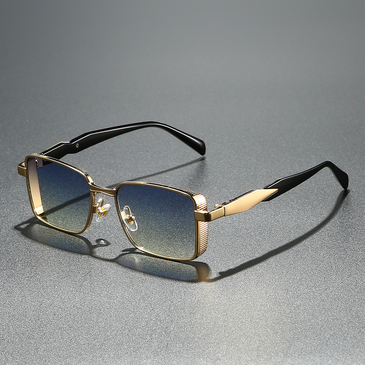 Stylish Square Sunglasses for a Chic Look Gold Frame Blue Lens