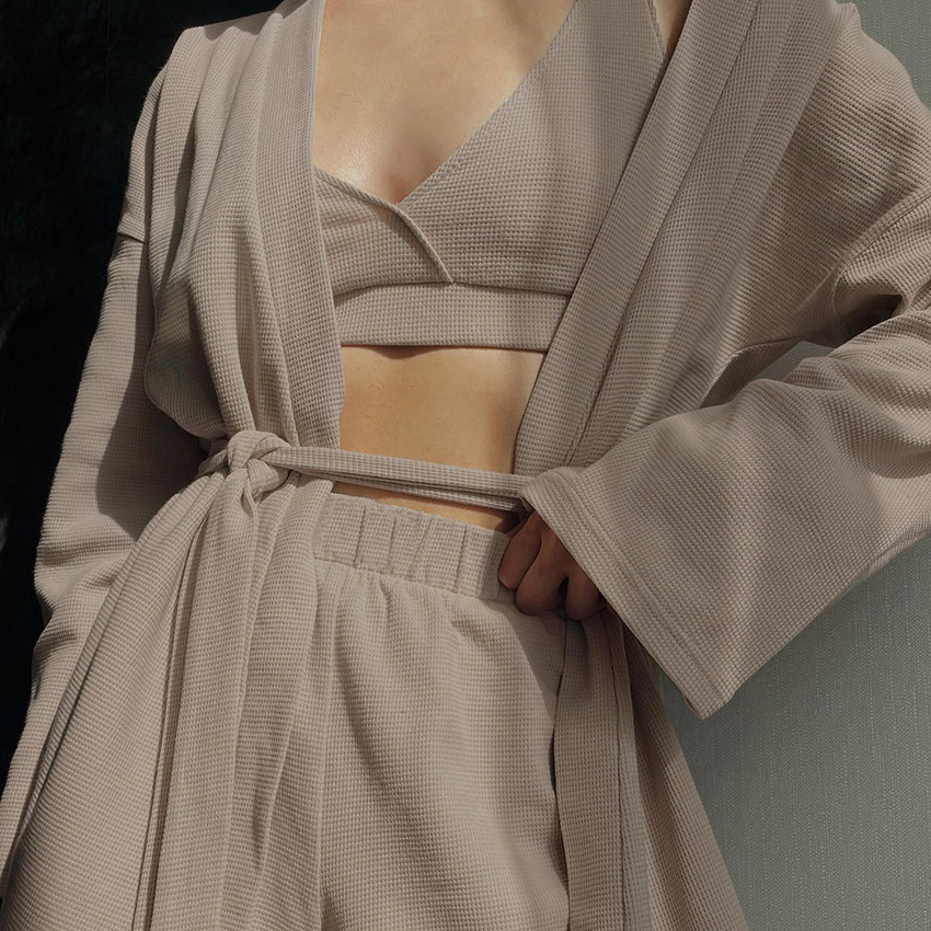Cozy Waffle Loungewear Set Brown
