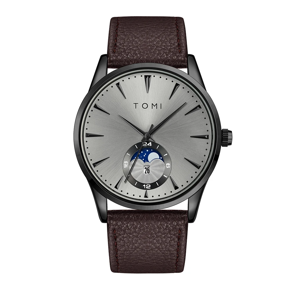 Stylish Orbital Watch for Modern Elegance Gray Brown