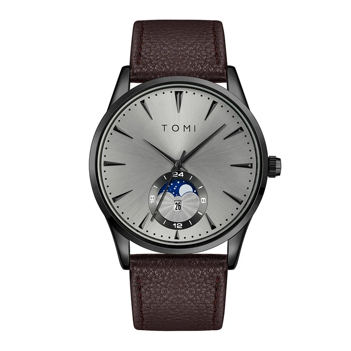 Stylish Orbital Watch for Modern Elegance Gray Brown