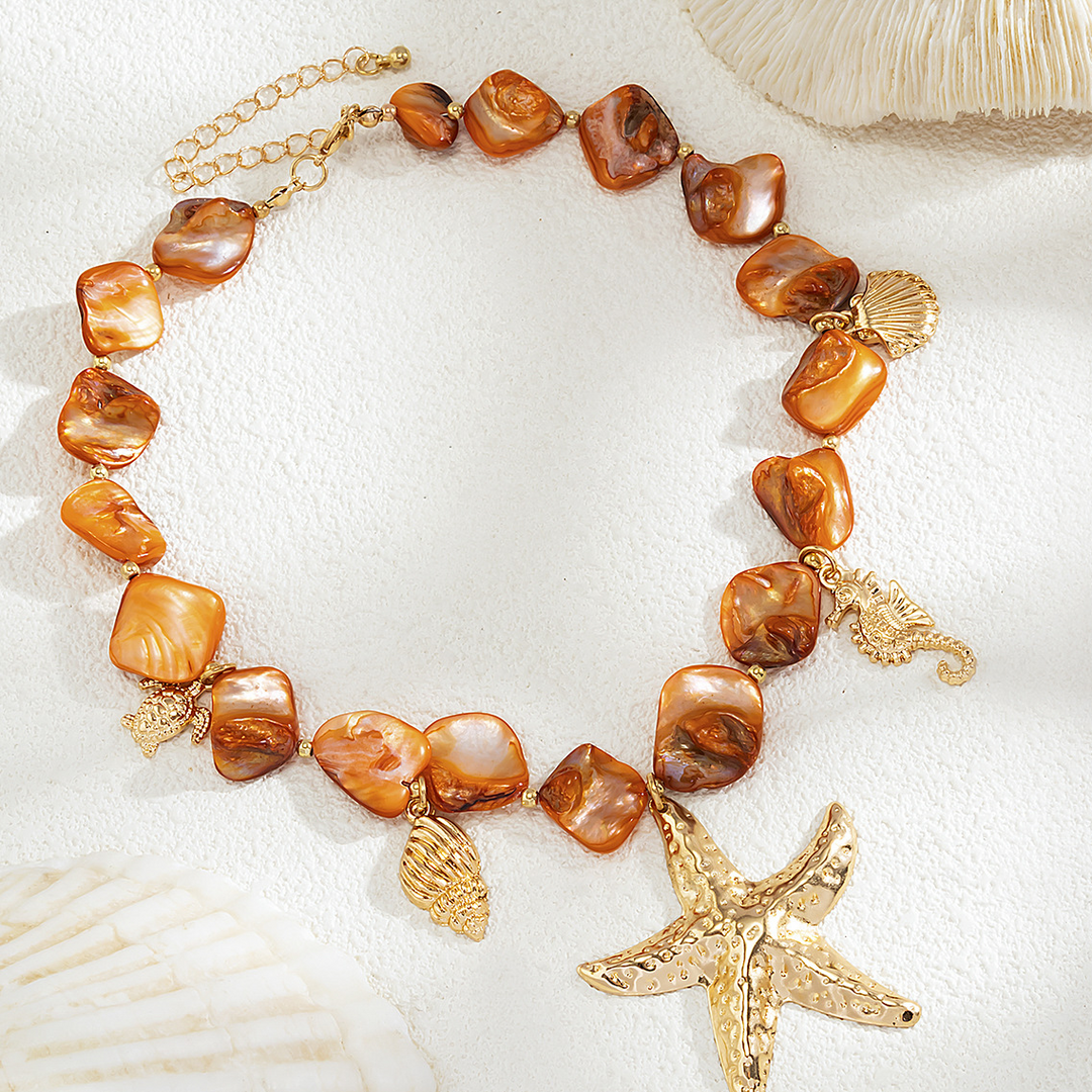 Elegant Ocean-Inspired Necklace Orange