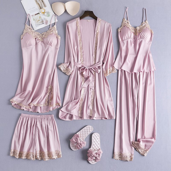 Satin Intimates Set for Elegant Comfort Powder Pink