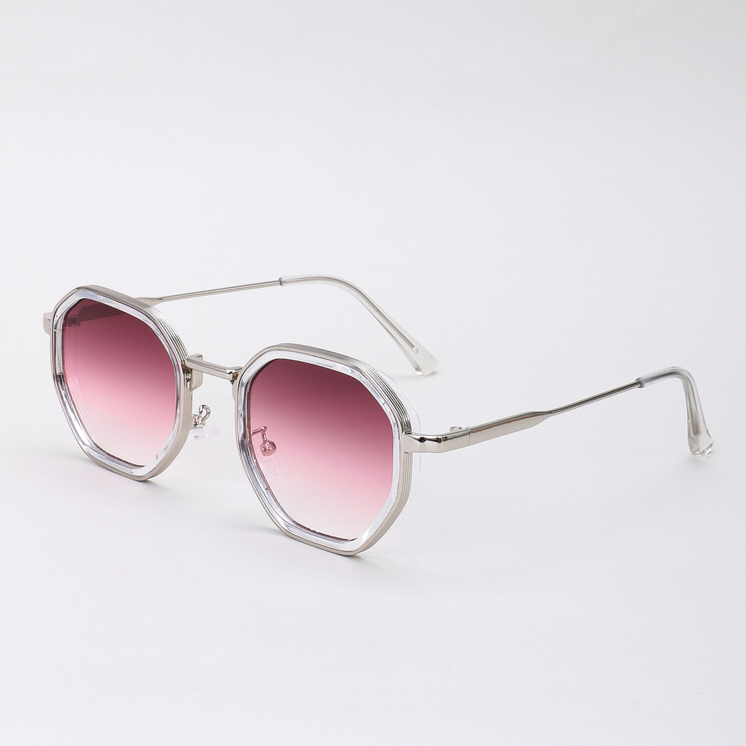 Geometric Fashion Sunglasses Silver Pink