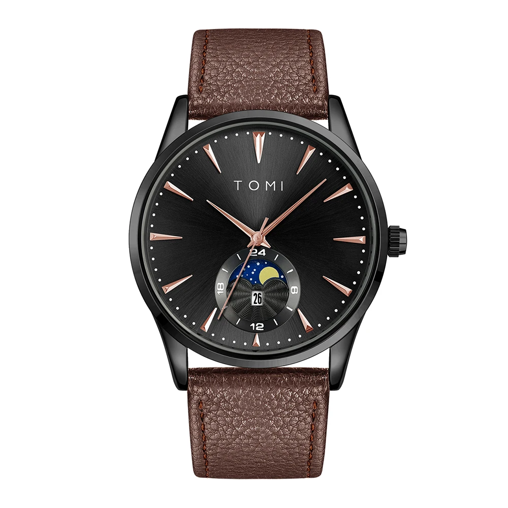 Stylish Orbital Watch for Modern Elegance Black Brown