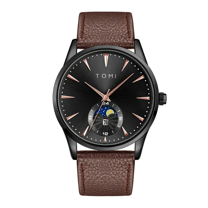 Stylish Orbital Watch for Modern Elegance Black Brown