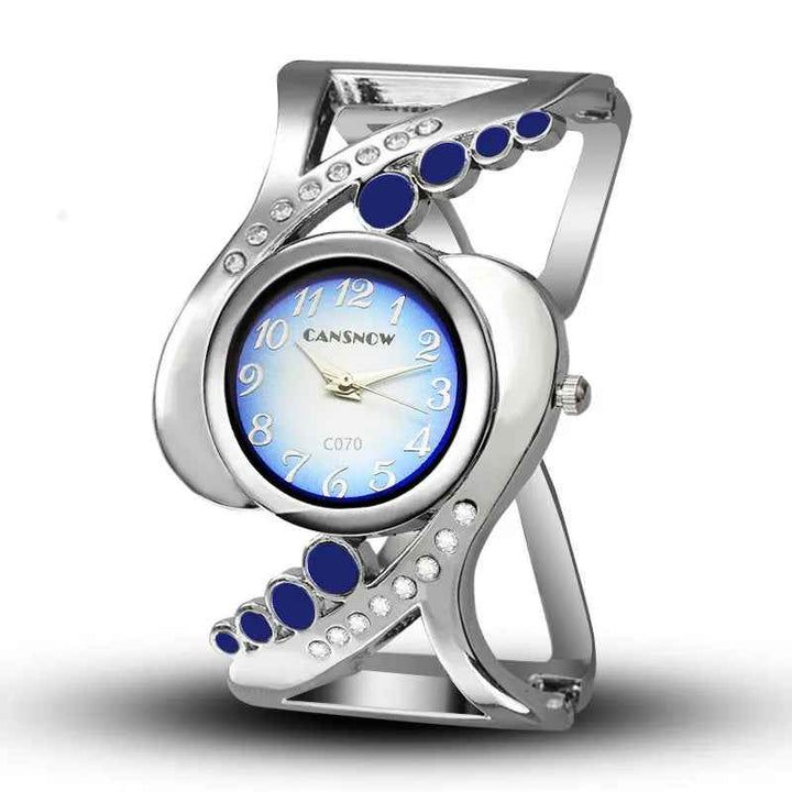 Elegant Bangle Watch for Timeless Style Silver Blue