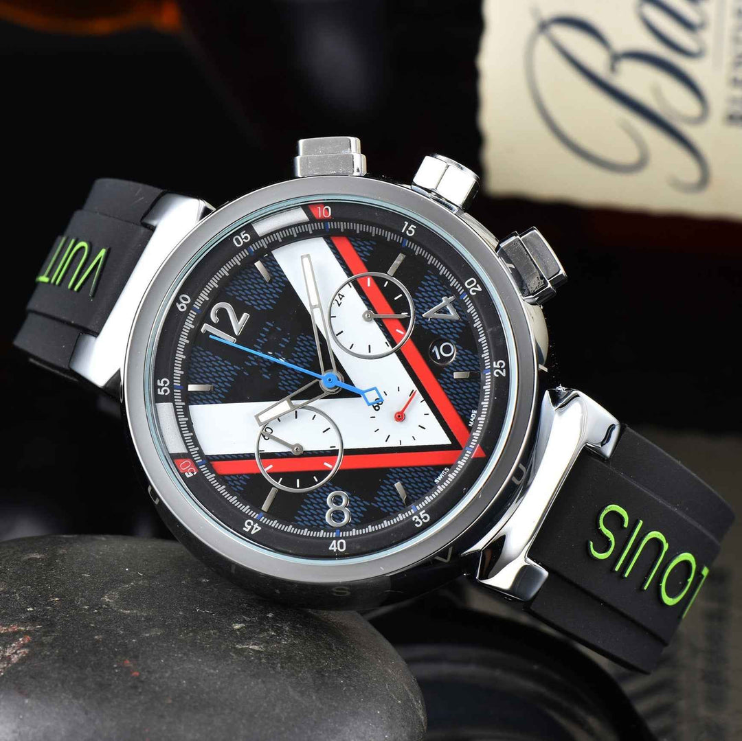 Stylish Chronograph Watch for Men White Red – Silver Case