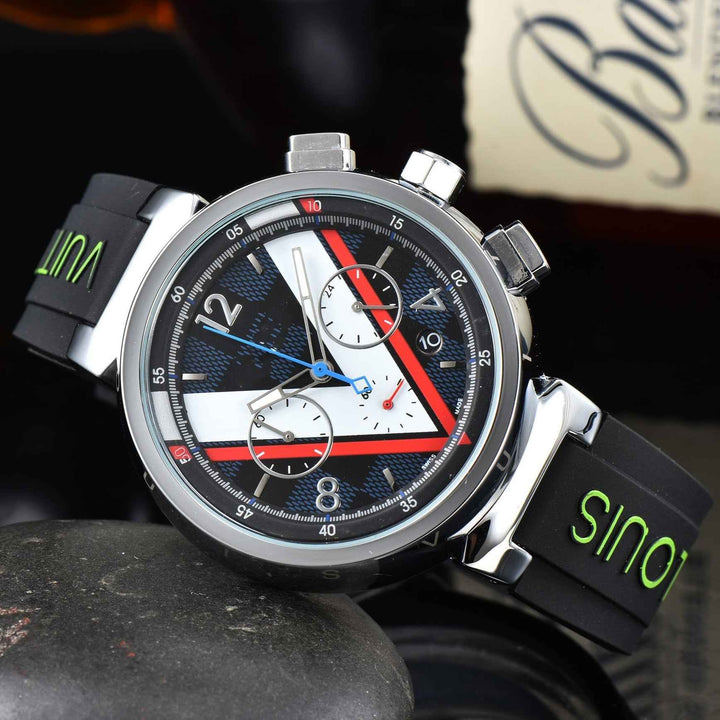 Stylish Chronograph Watch for Men White Red – Silver Case