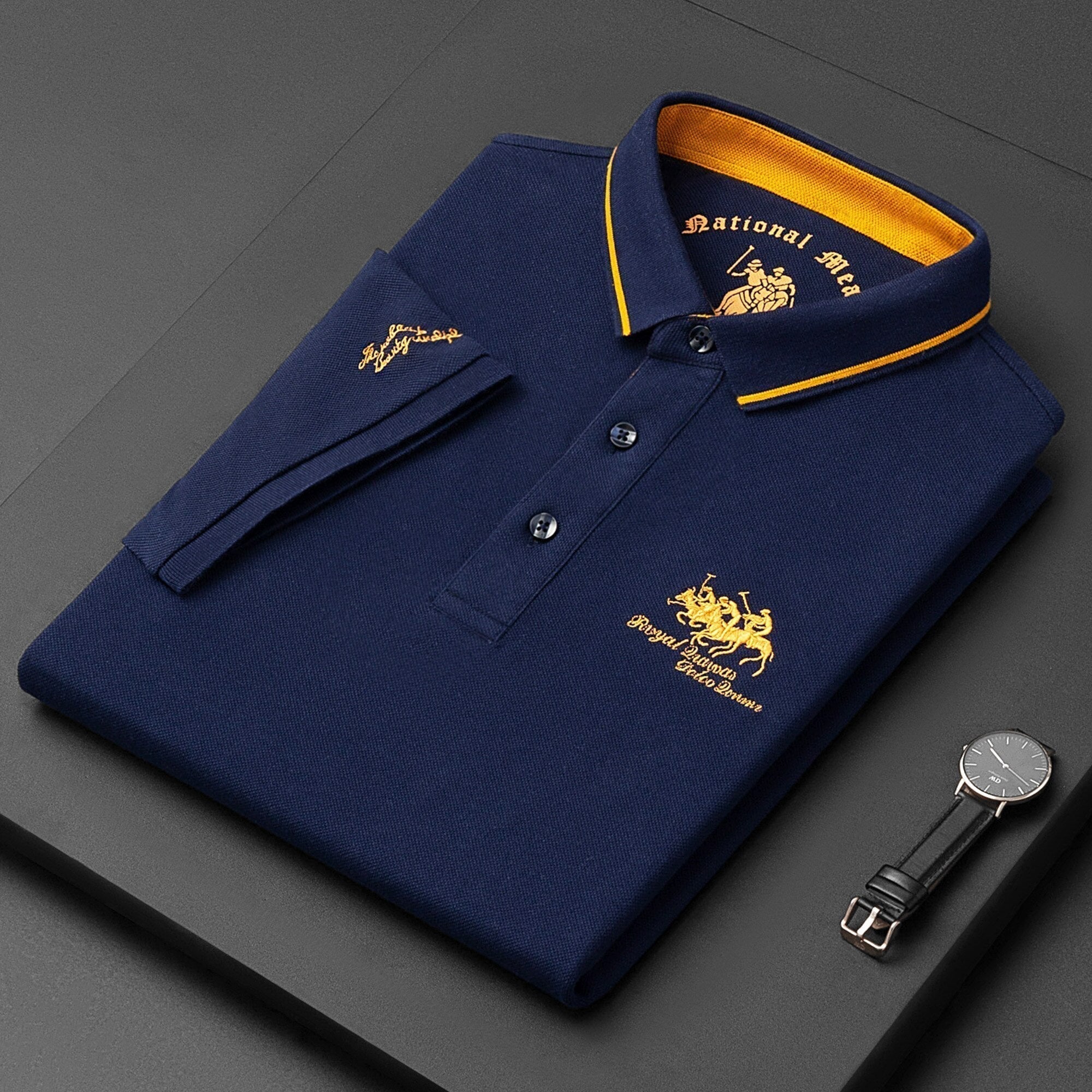 Men's Embroidered Polo Shirt Blue