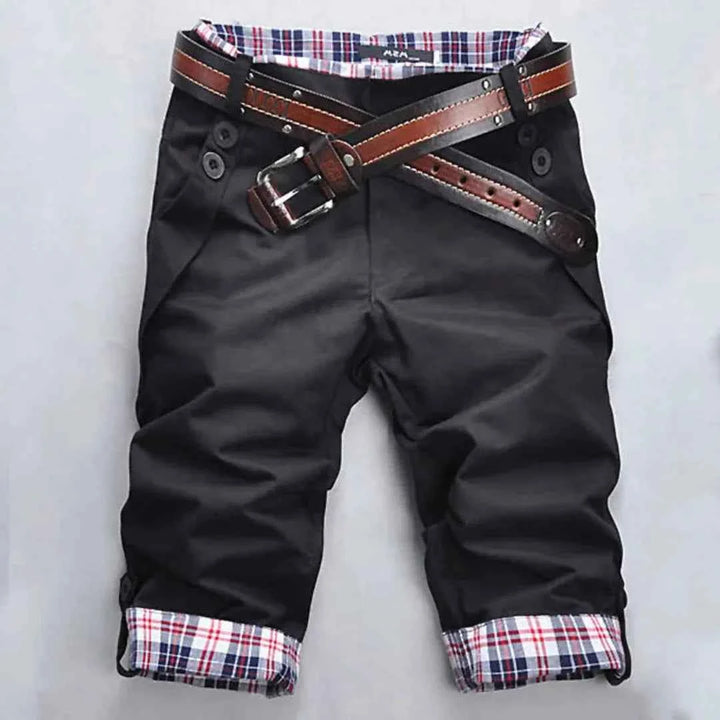 Men's Plaid Cotton Blend Shorts Black