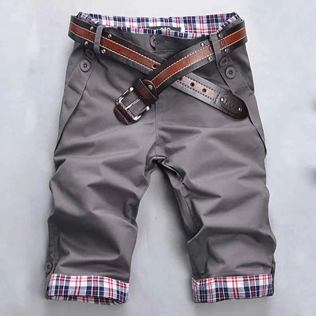 Men's Plaid Cotton Blend Shorts Gray