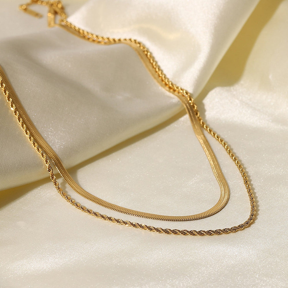 Maree | Women's Layered Gold Necklace with Double Links