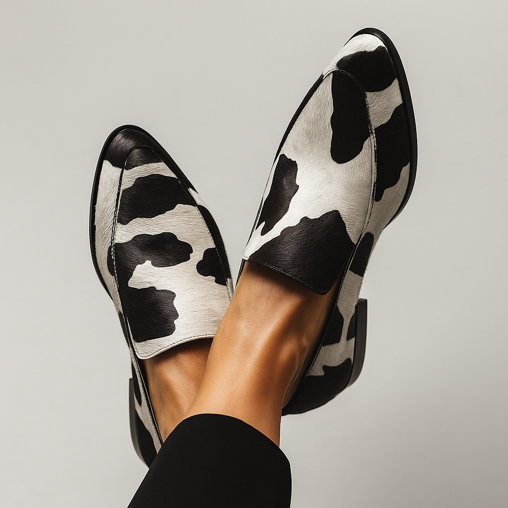 Women's Stylish Black Modern Loafers Black White