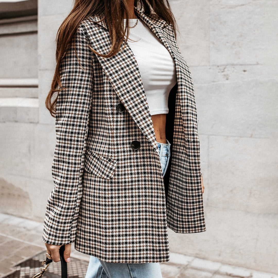 Ivonne | Women's Classic Checked Double-Breasted Blazer