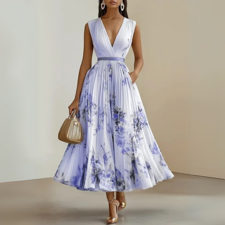 Elegant Women's Flowy Maxi Dress for Holiday and Resort Wear Purple