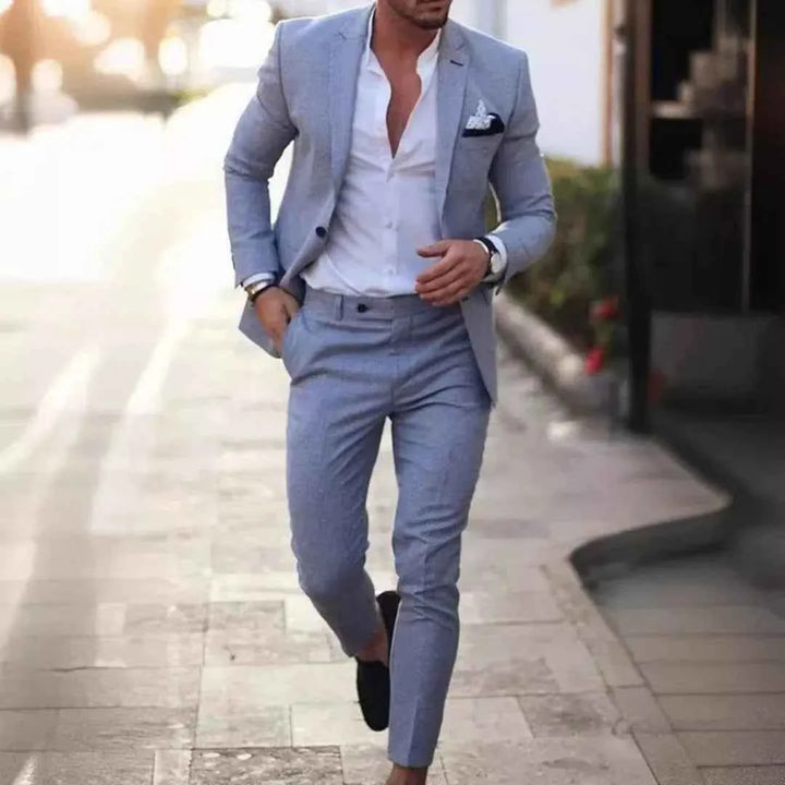 Men's Slim Fit Two-Piece Suit Light Blue
