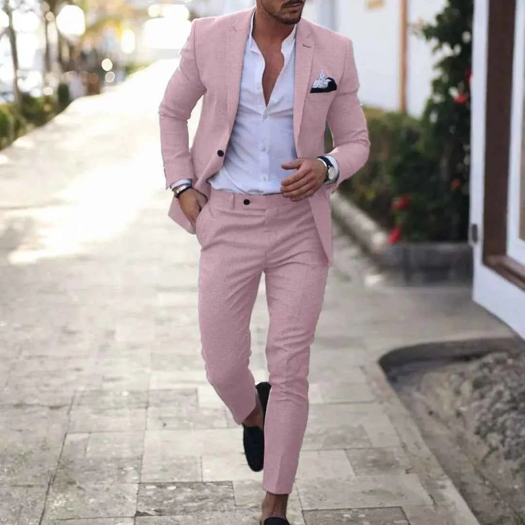 Men's Slim Fit Two-Piece Suit Light Pink