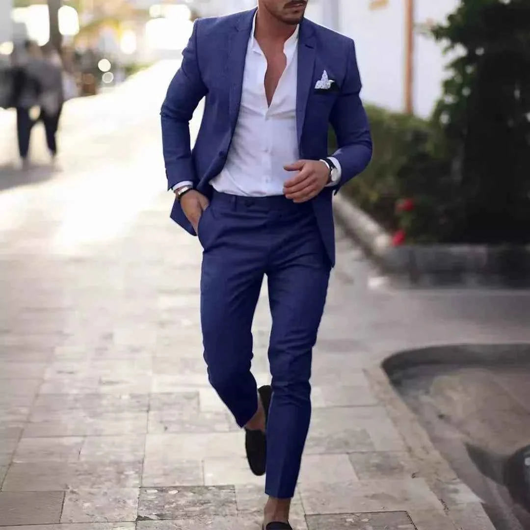 Men's Slim Fit Two-Piece Suit Navy Blue
