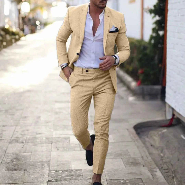 Men's Slim Fit Two-Piece Suit Yellow