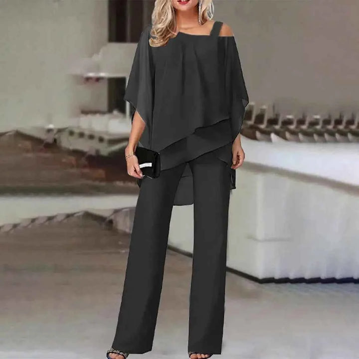 Women's Two-Piece Flowy Outfit Set Black