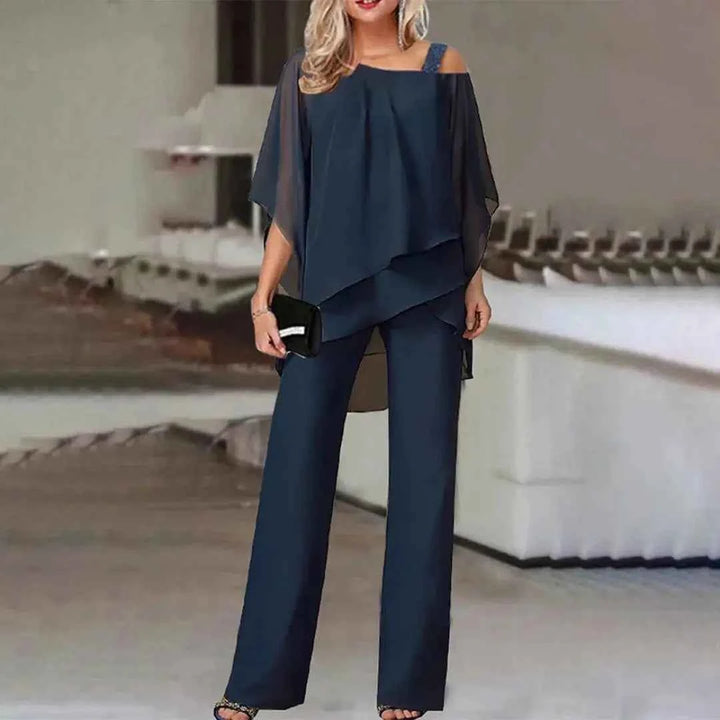 Women's Two-Piece Flowy Outfit Set Dark Blue