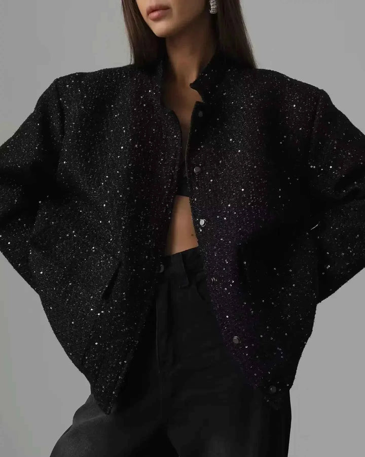 Women's Elegant Sequin Blazer Black