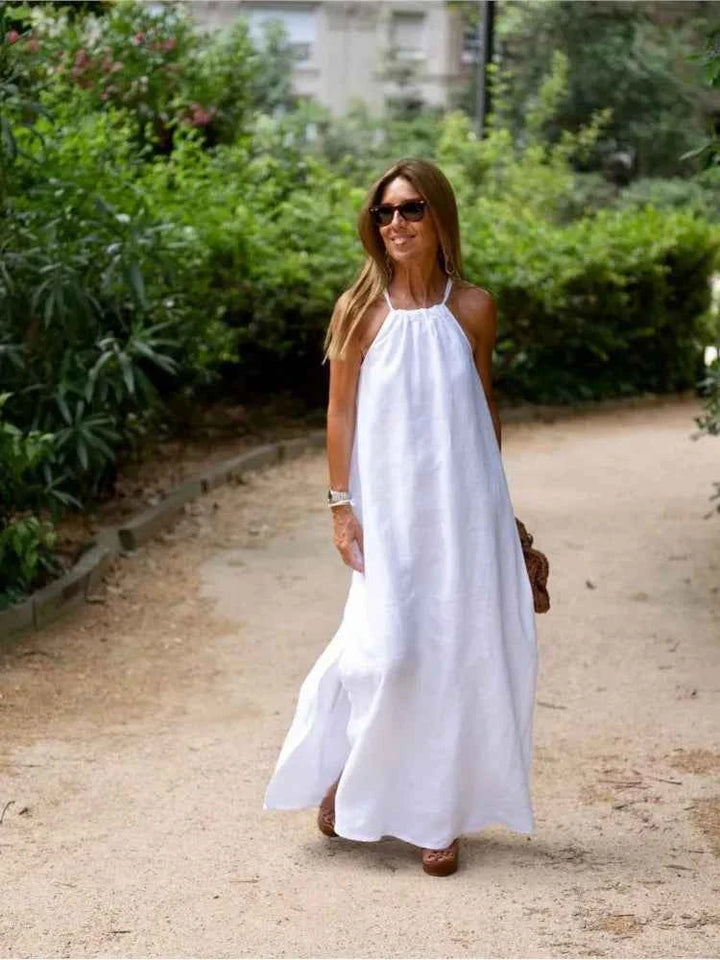 Melinda | Elegant Halter Dress for Summer Events White