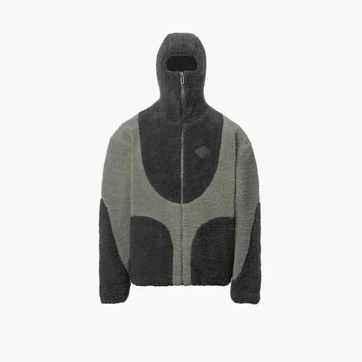 Men and Women Color-Blocked Stand-Collar Fleece Jacket – Y2K Streetwear Dark Gray