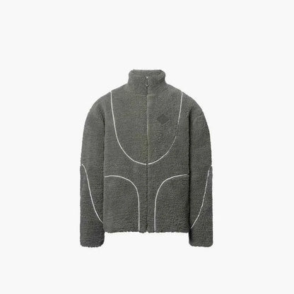 Women's Polyester Jacket Relaxed Fit Stand-Up Collar White Winter Gray