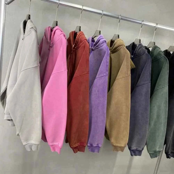 Men and Women's Full-Zip Batik-Wash Street Hoodie