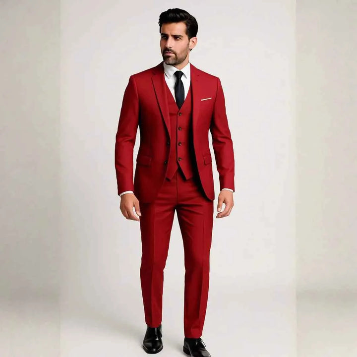 Men's Slim Fit 3-Piece Suit Red